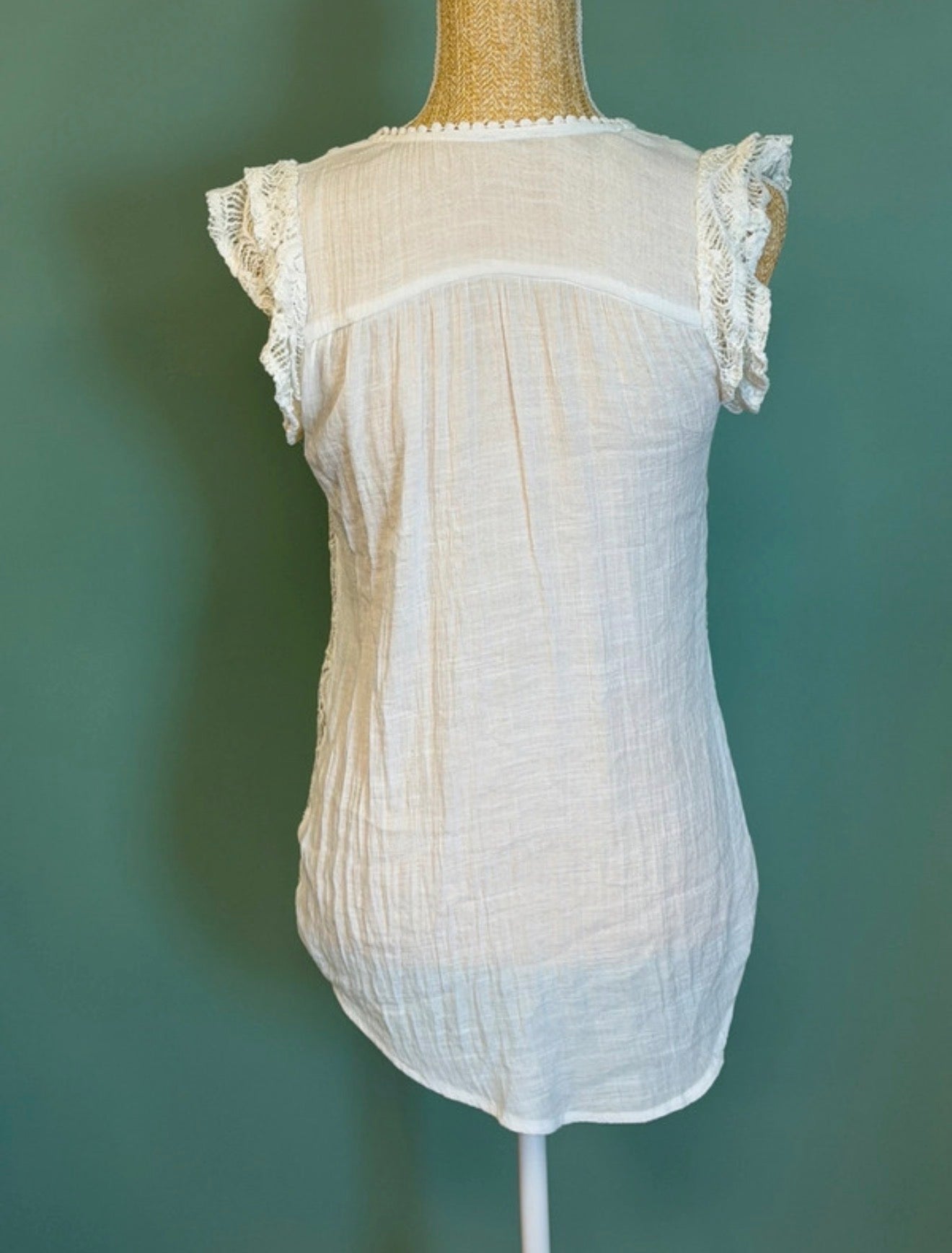 Blouse fluide écrue à dentelle – Taille S/M