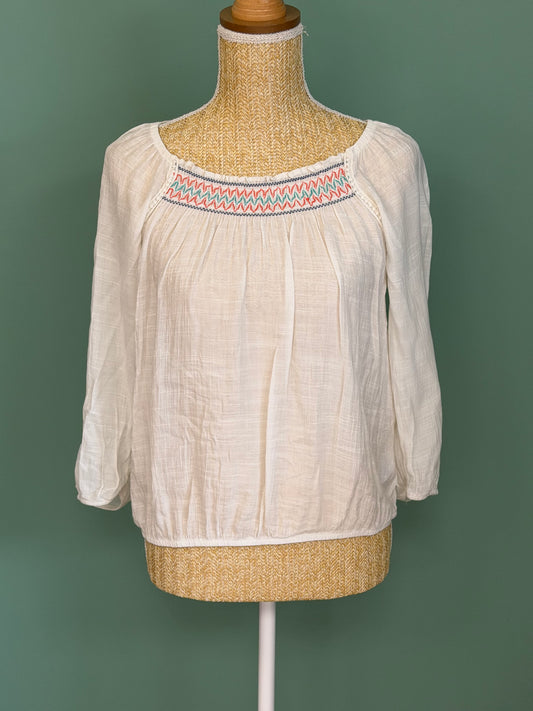 Blouse blanche bohème smockée femme Target M