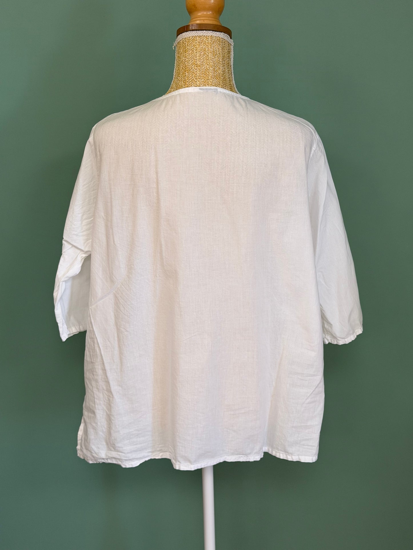 Blouse blanche brodée femme XL en coton