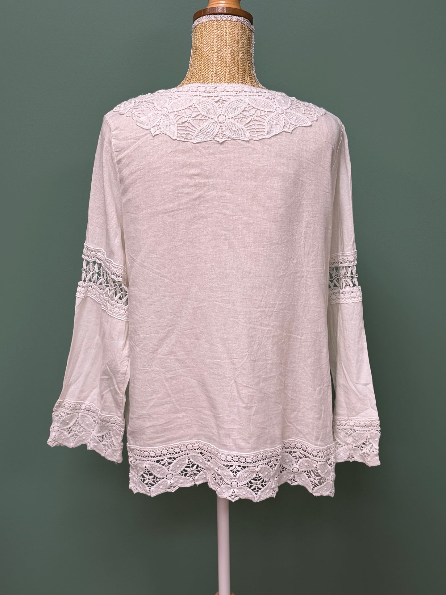 Blouse blanche bohème dentelle & crochet
