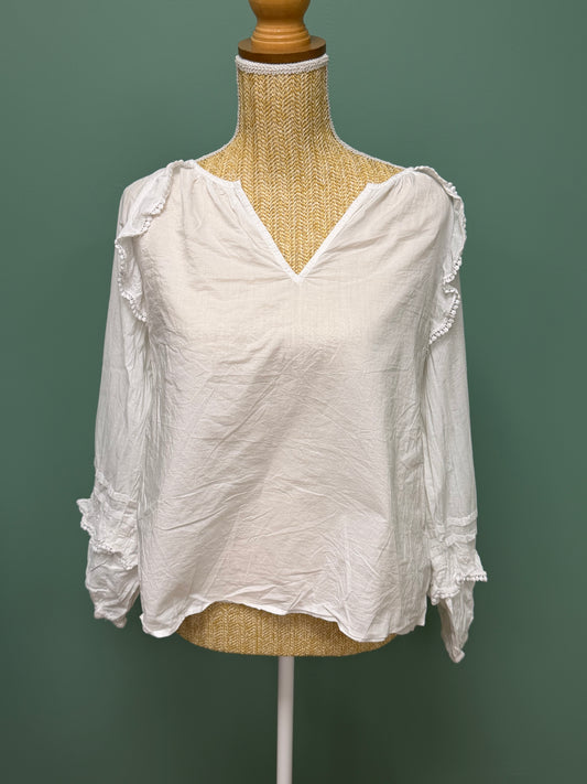 Blouse blanche fluide à volants