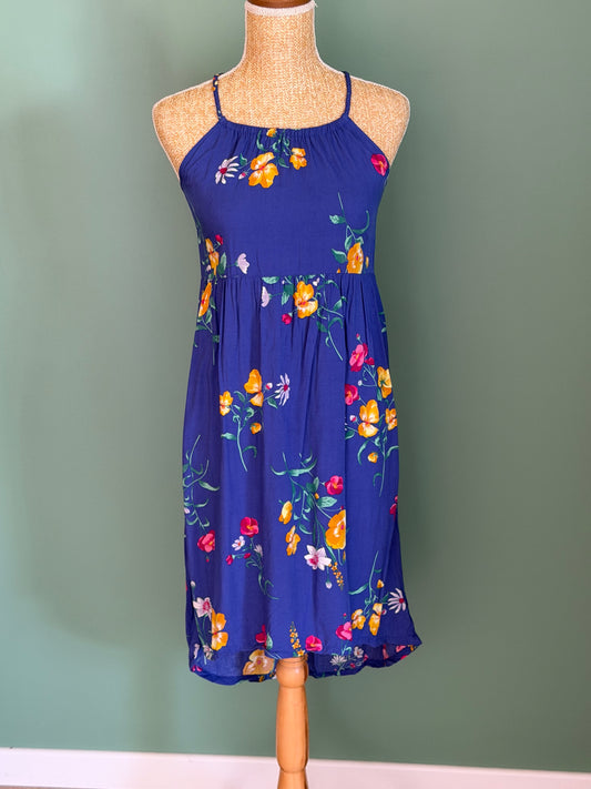 Robe longue fleurie bleu roi – Taille L