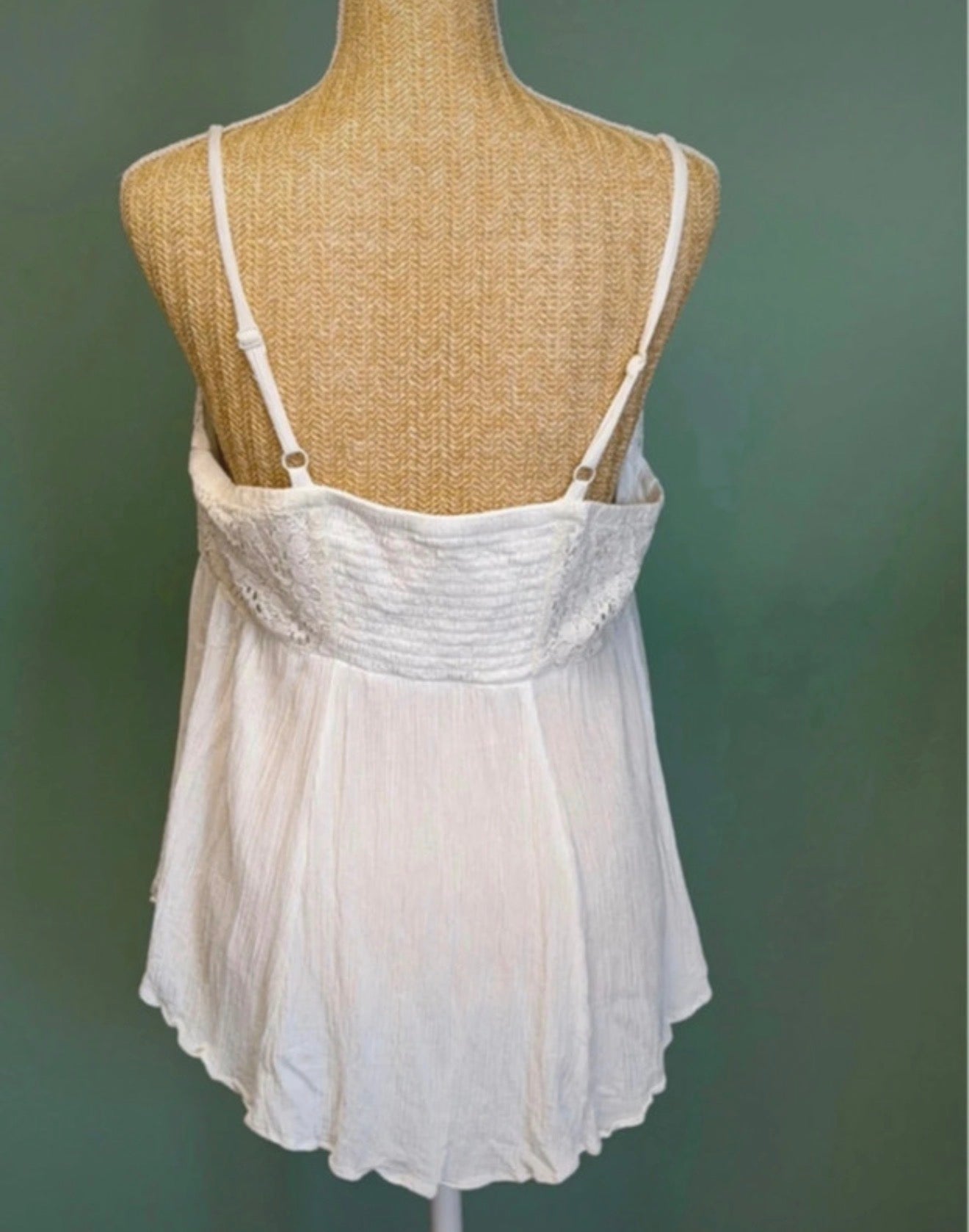 Débardeur fluide blanc dentelle bohème - Taille M