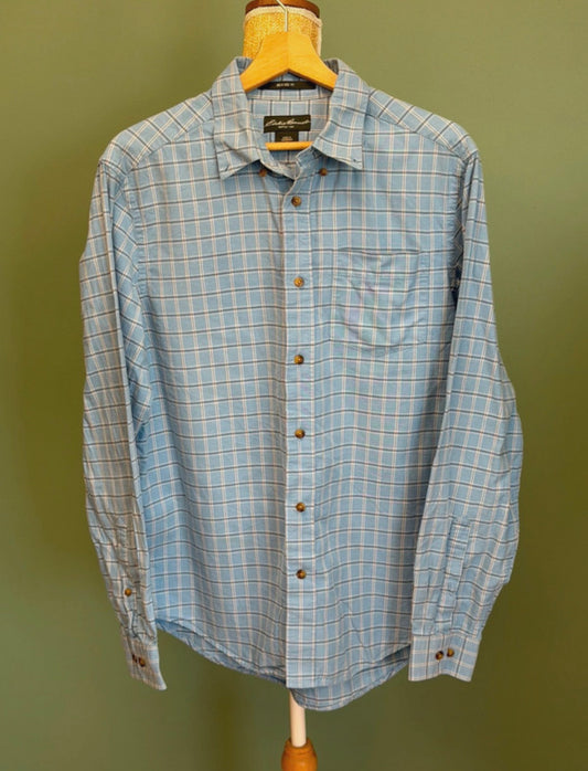Chemise à carreaux bleu ciel - Eddie Bauer - Taille L