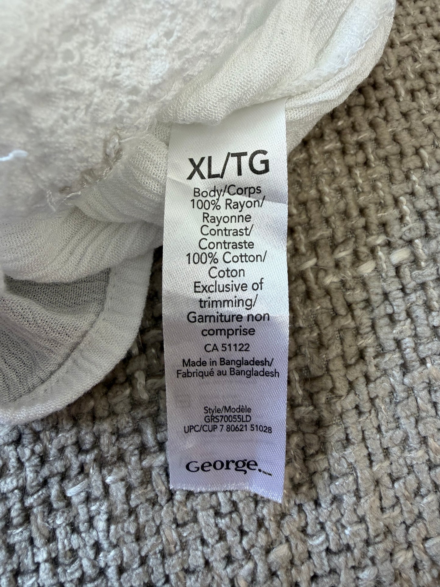 Débardeur George blanc à empiècement brodé femme XL