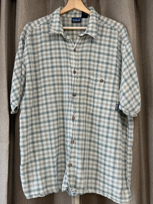 Chemise homme Patagonia Organic Cotton à carreaux kaki/gris