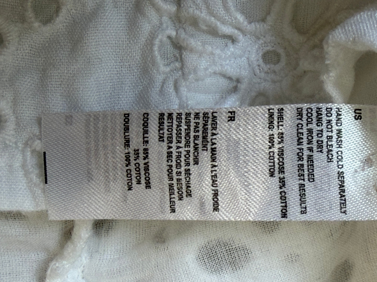 Blouse courte en broderie anglaise blanche à manches bouffantes – Taille L