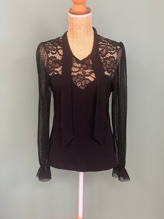 Blouse noire en dentelle Morgan de Toi femme taille M