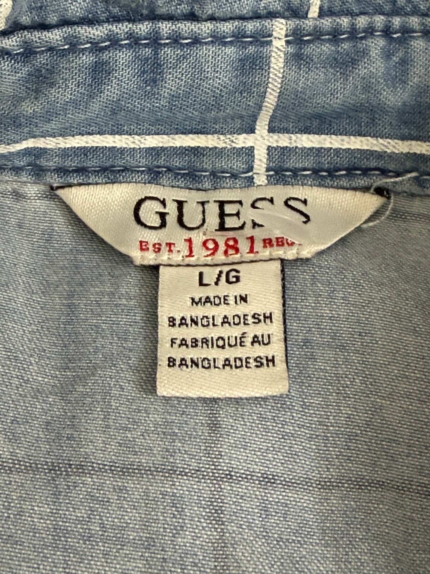 Chemise Guess à carreaux bleu clair