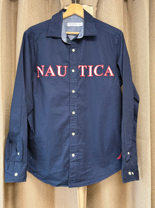 Chemise Nautica bleu marine logo brodé