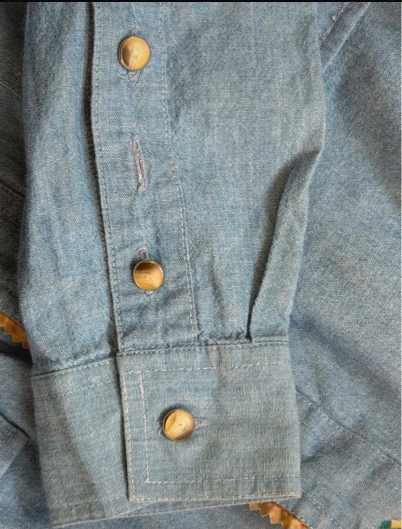 Chemise bleu chambray brodée - Wrangler Western Wear - Taille L