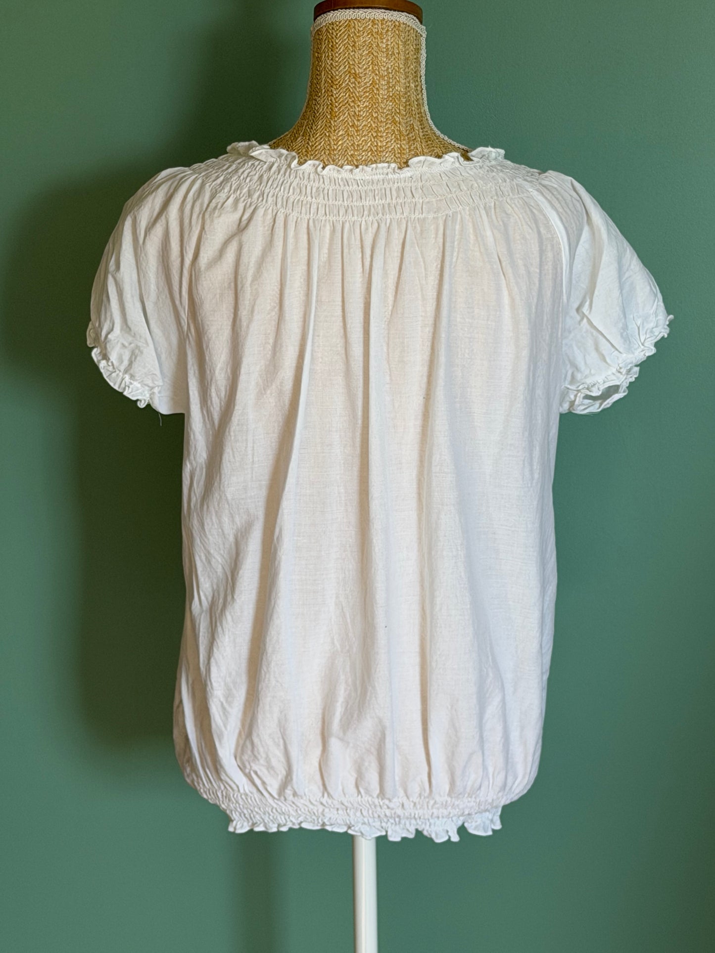 Blouse blanche bohème manches bouffantes