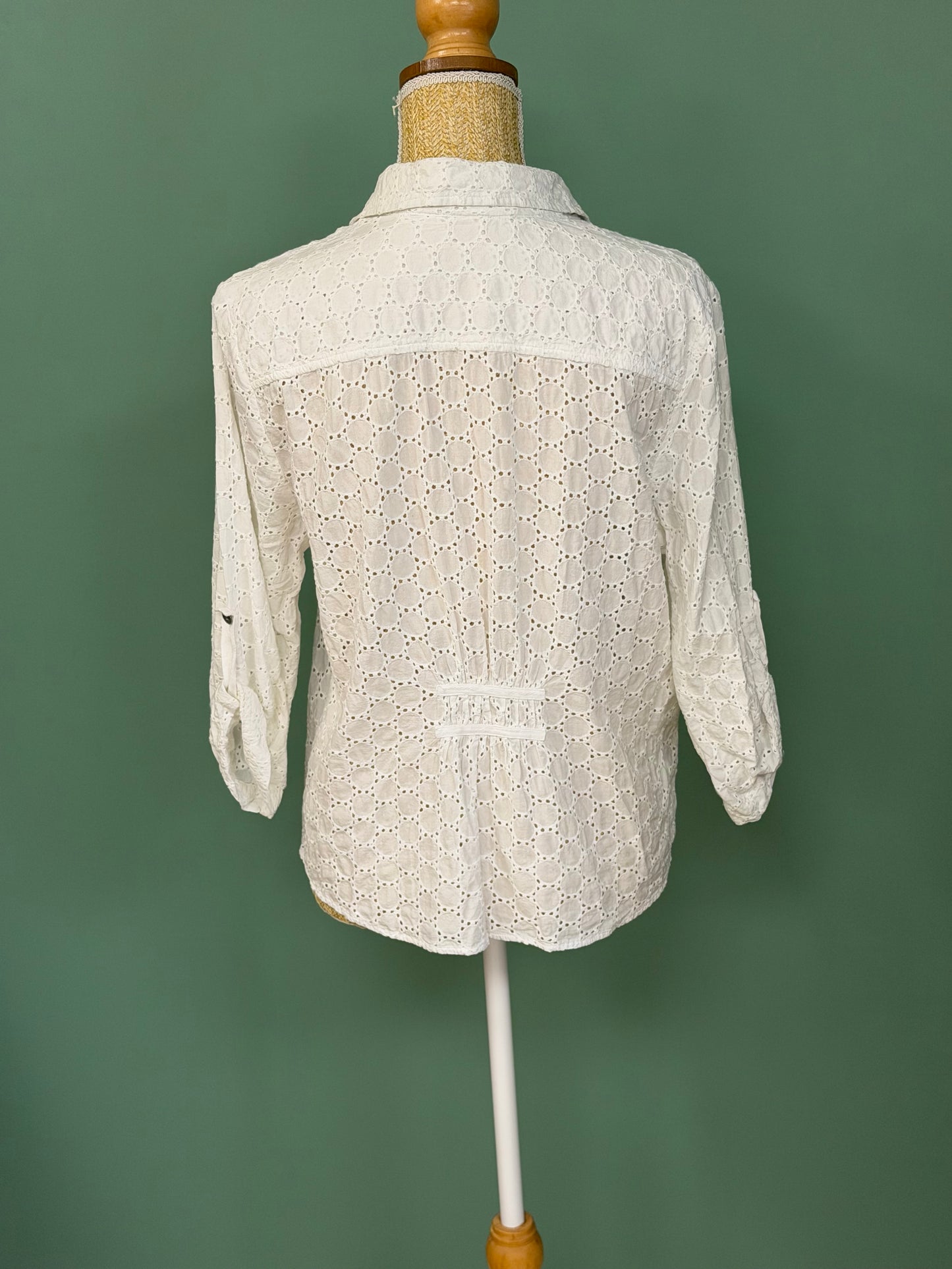 Chemise blanche en broderie anglaise femme taille L