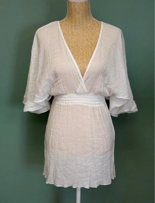 Robe Bohème Blanche à Décolleté Croisé – Taille M/L