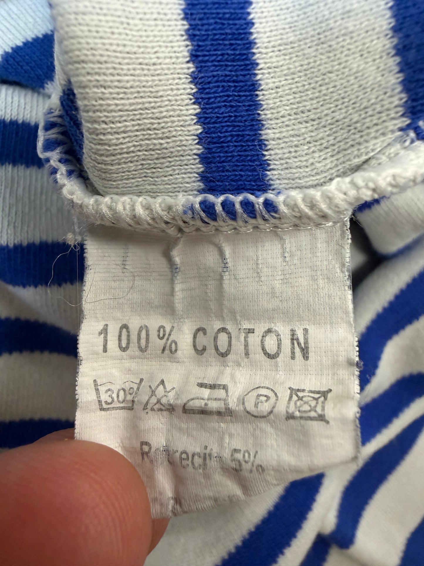 Marinière Le Petit Breton blanche et bleue en coton – Taille XS