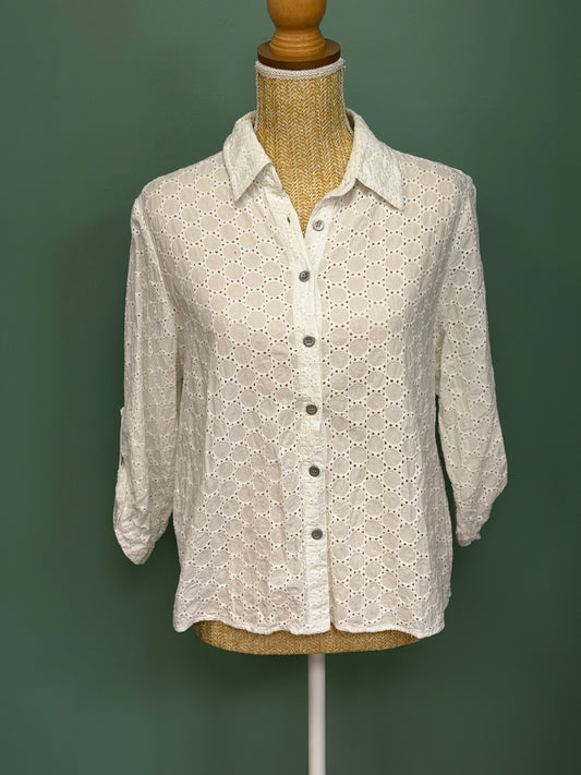 Chemise blanche en broderie anglaise femme taille L