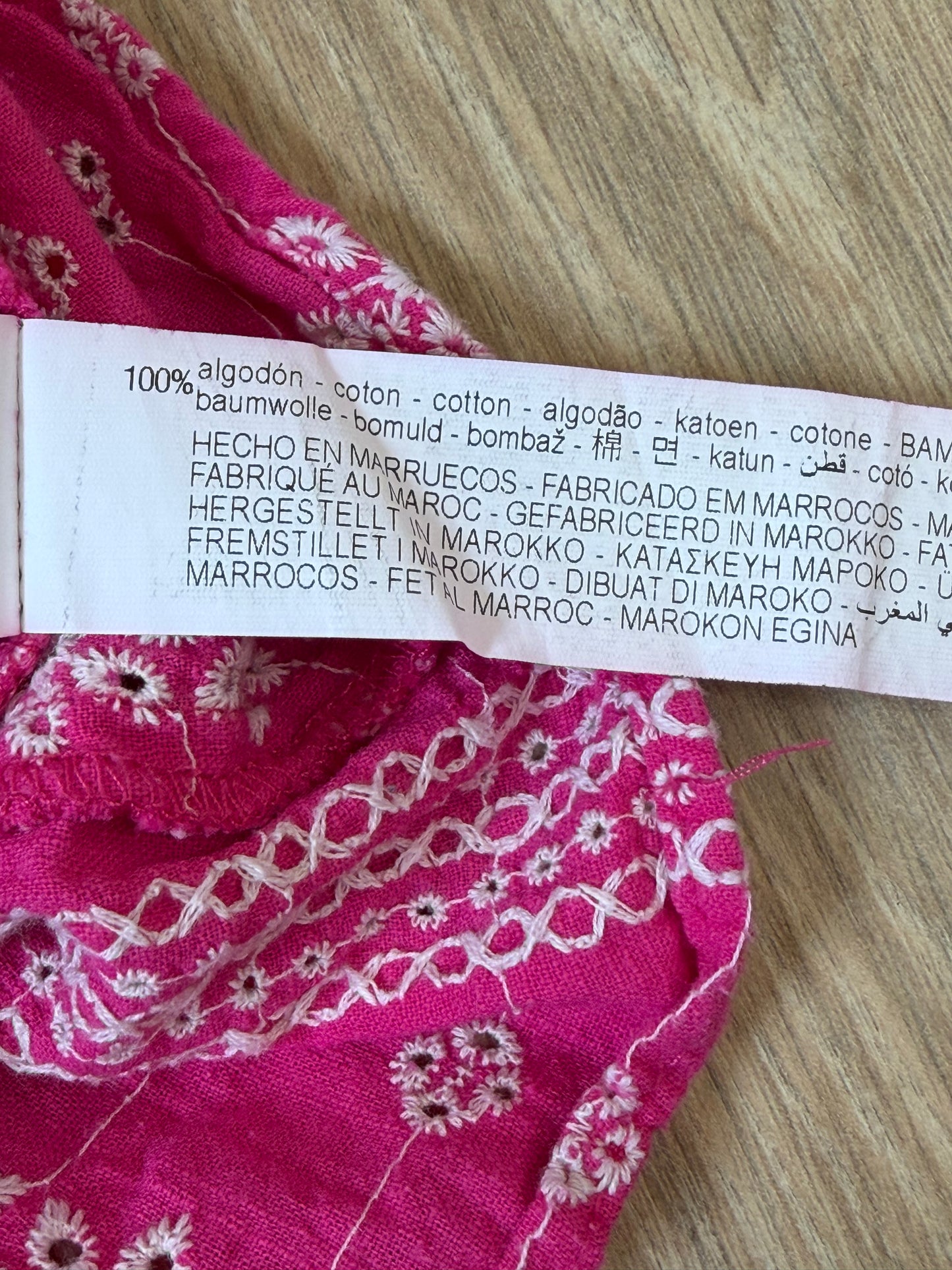 Chemise bohème brodée fuchsia ZARA 100 % coton – Taille S