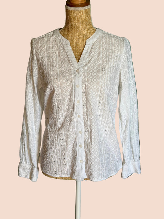 Blouse Blanche Broderie Anglaise Bohème - S Le salon de Faustine