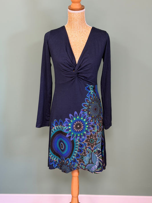 Robe Desigual bleu marine imprimé mandala – Taille M
