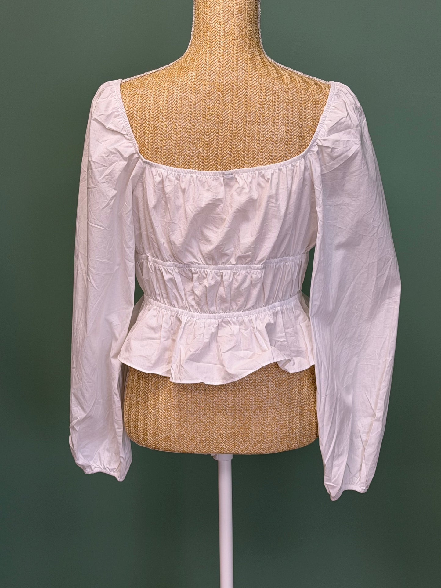 Blouse Blanche Romantique Manches Bouffantes - S Le salon de Faustine
