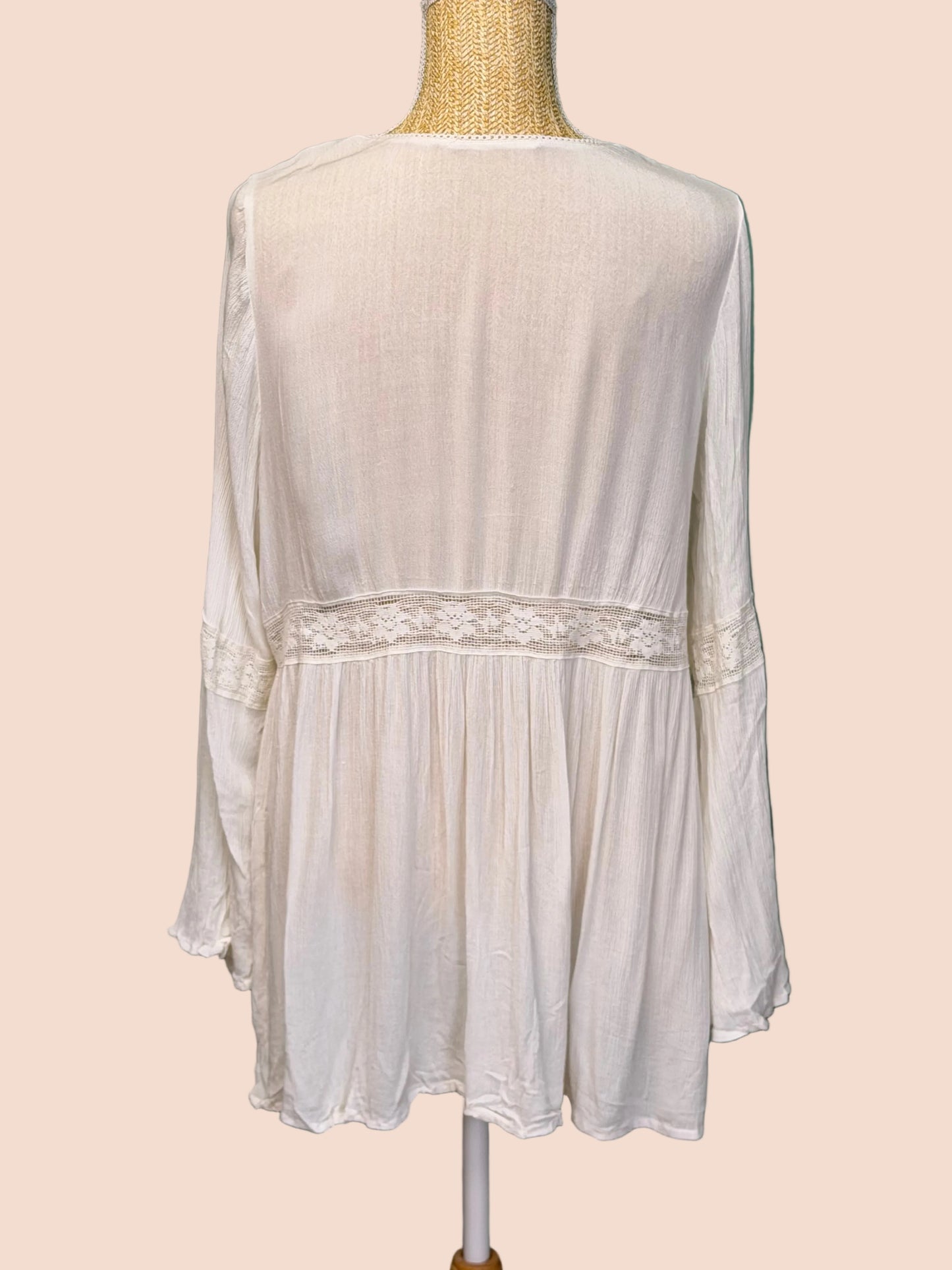 Kimono Bohème Blanc Dentelle- M Le salon de Faustine
