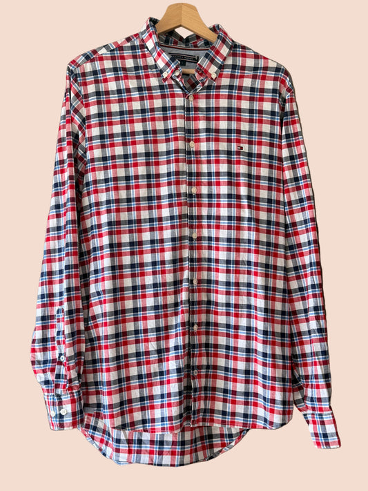 Chemise à Carreaux Coton Lin - Tommy Hilfiger - Taille L