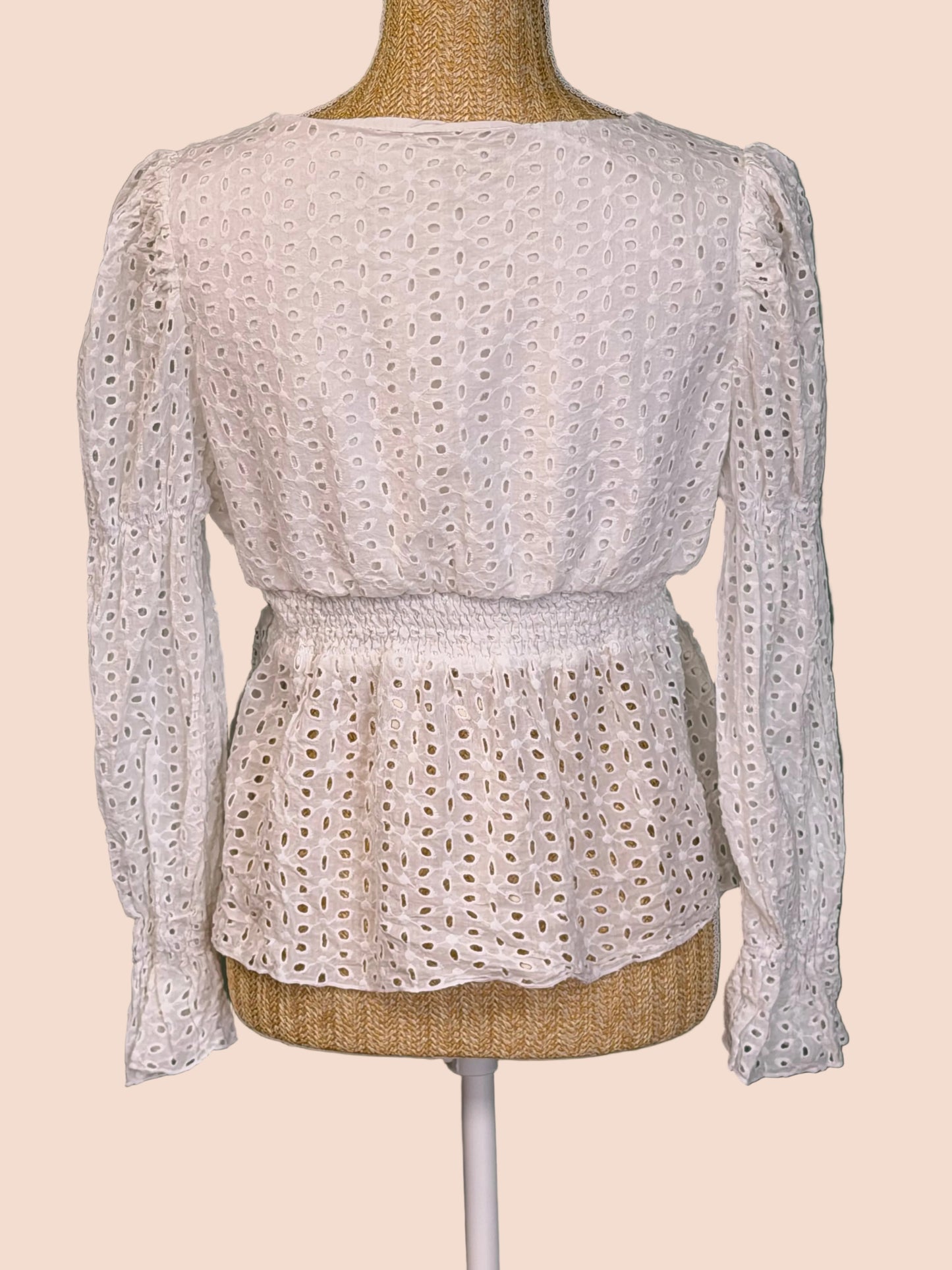 Blouse Broderie Anglaise Femme Blanche - Taille M