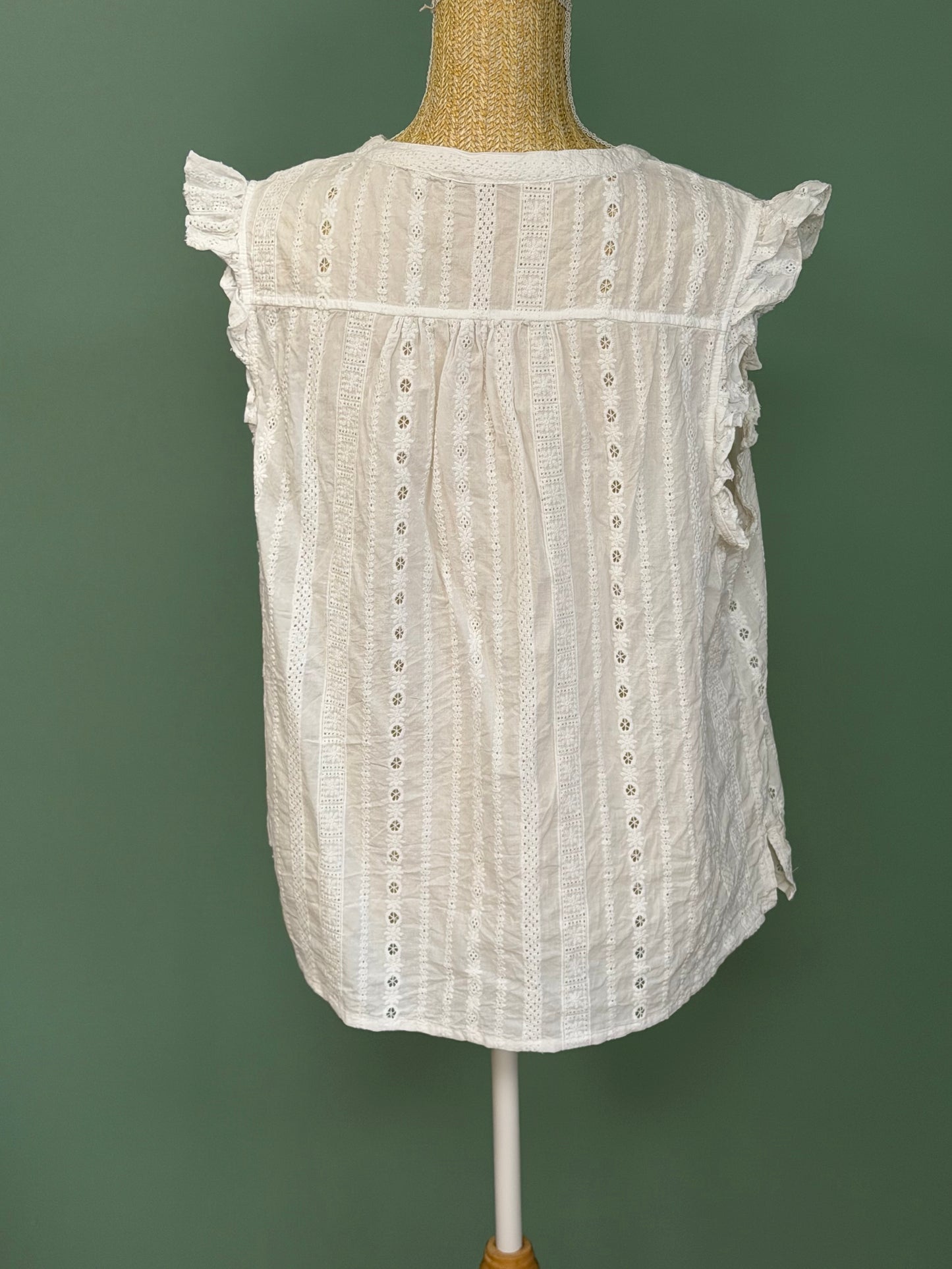 Débardeur brodé à fleurs blanc cassé – Taille XL