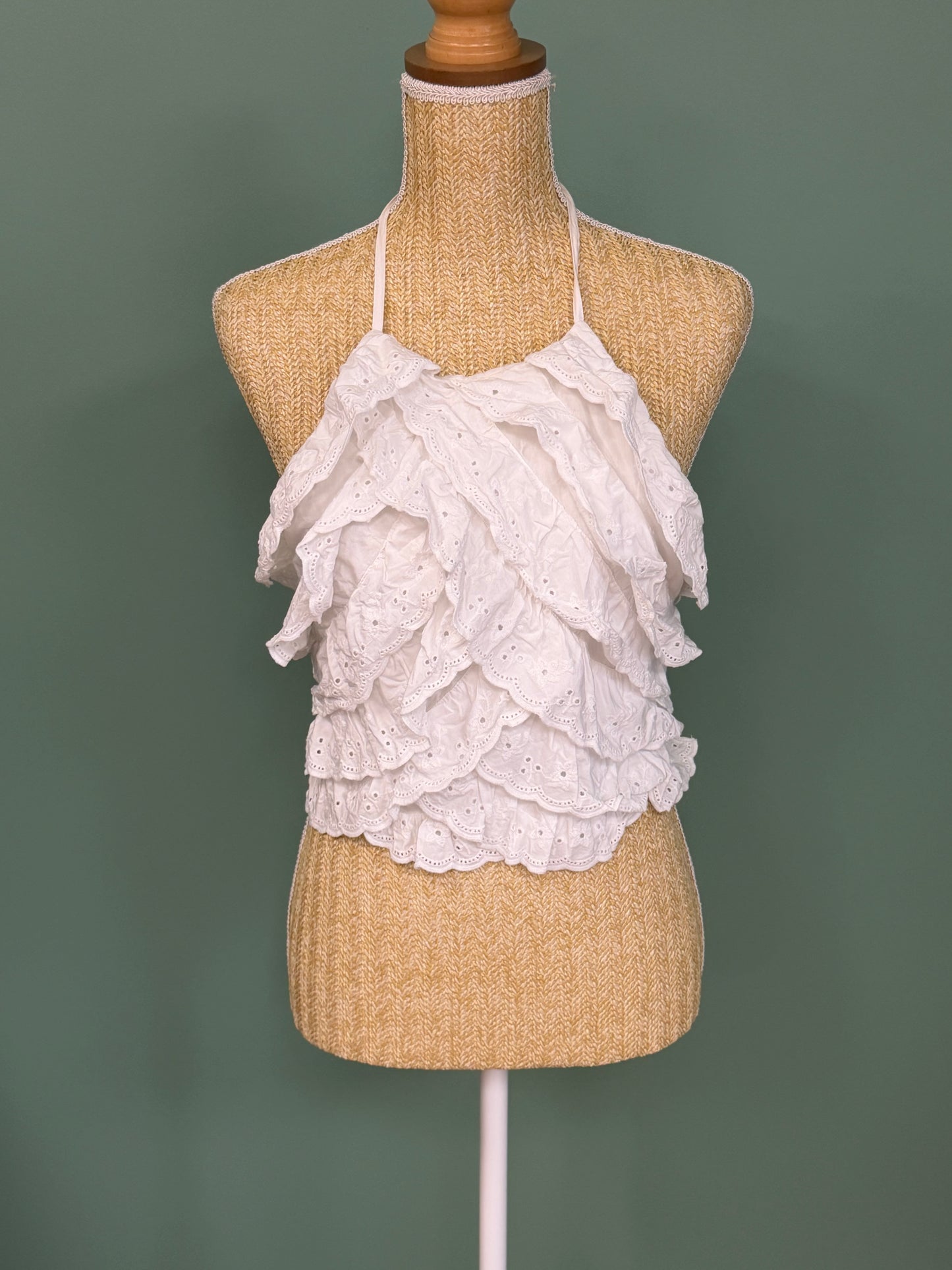 Top blanc à volants Zara femme taille L