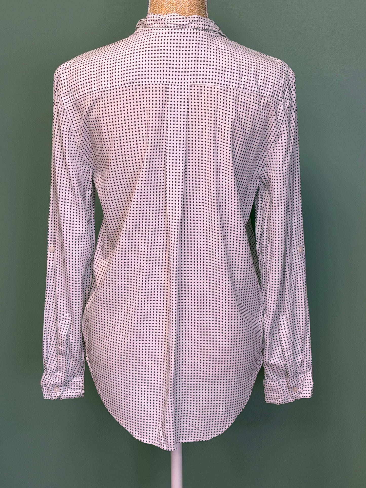 Chemise fluide blanche à pois noirs