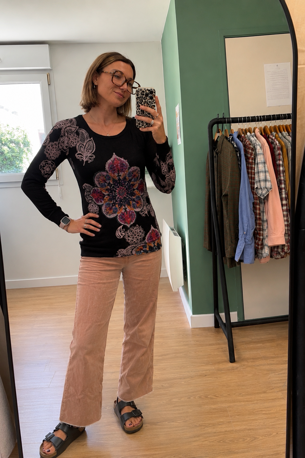 Pull Desigual noir motif mandala brodé - Taille M