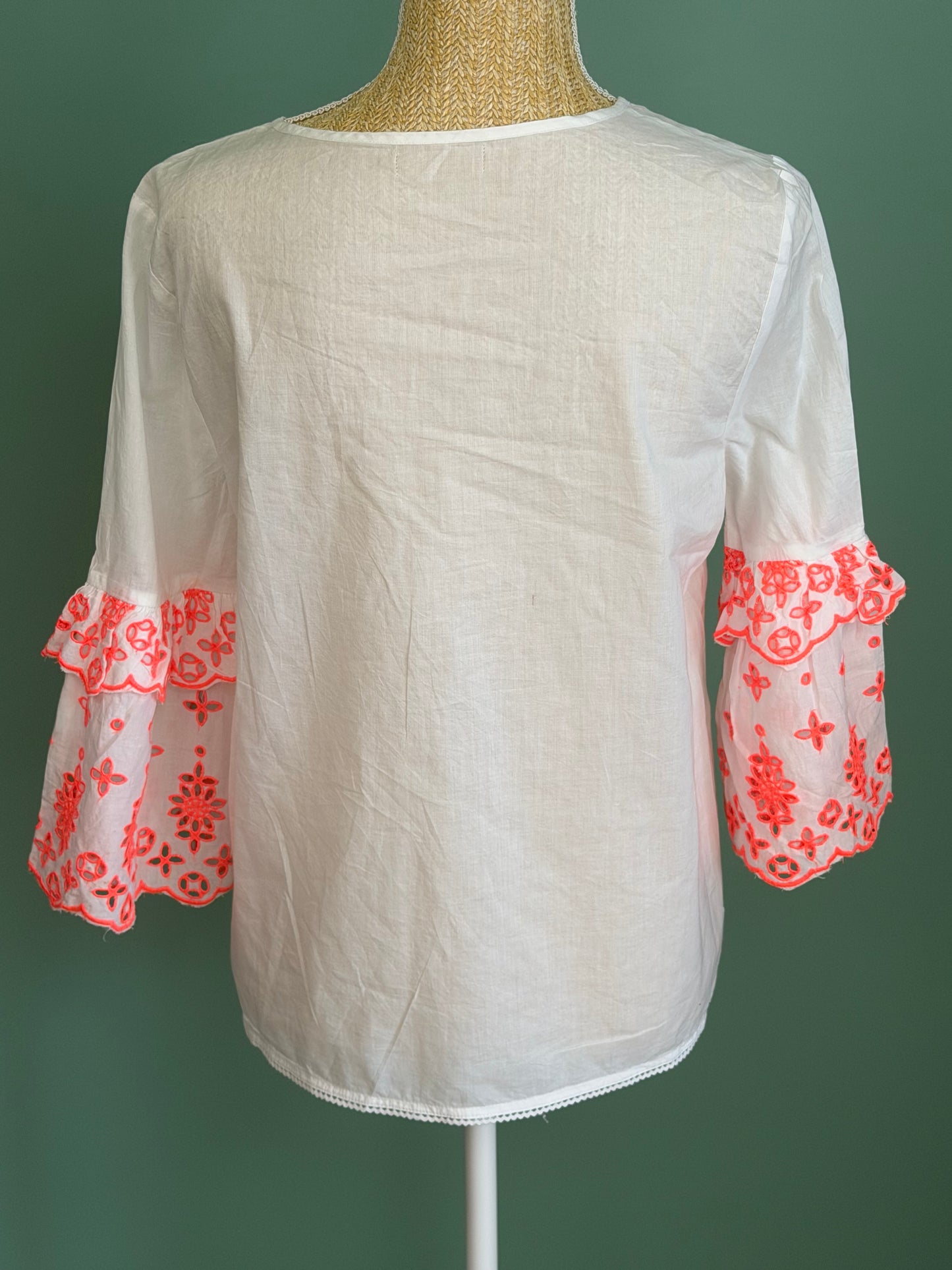 Blouse bohème blanche en coton brodé femme L
