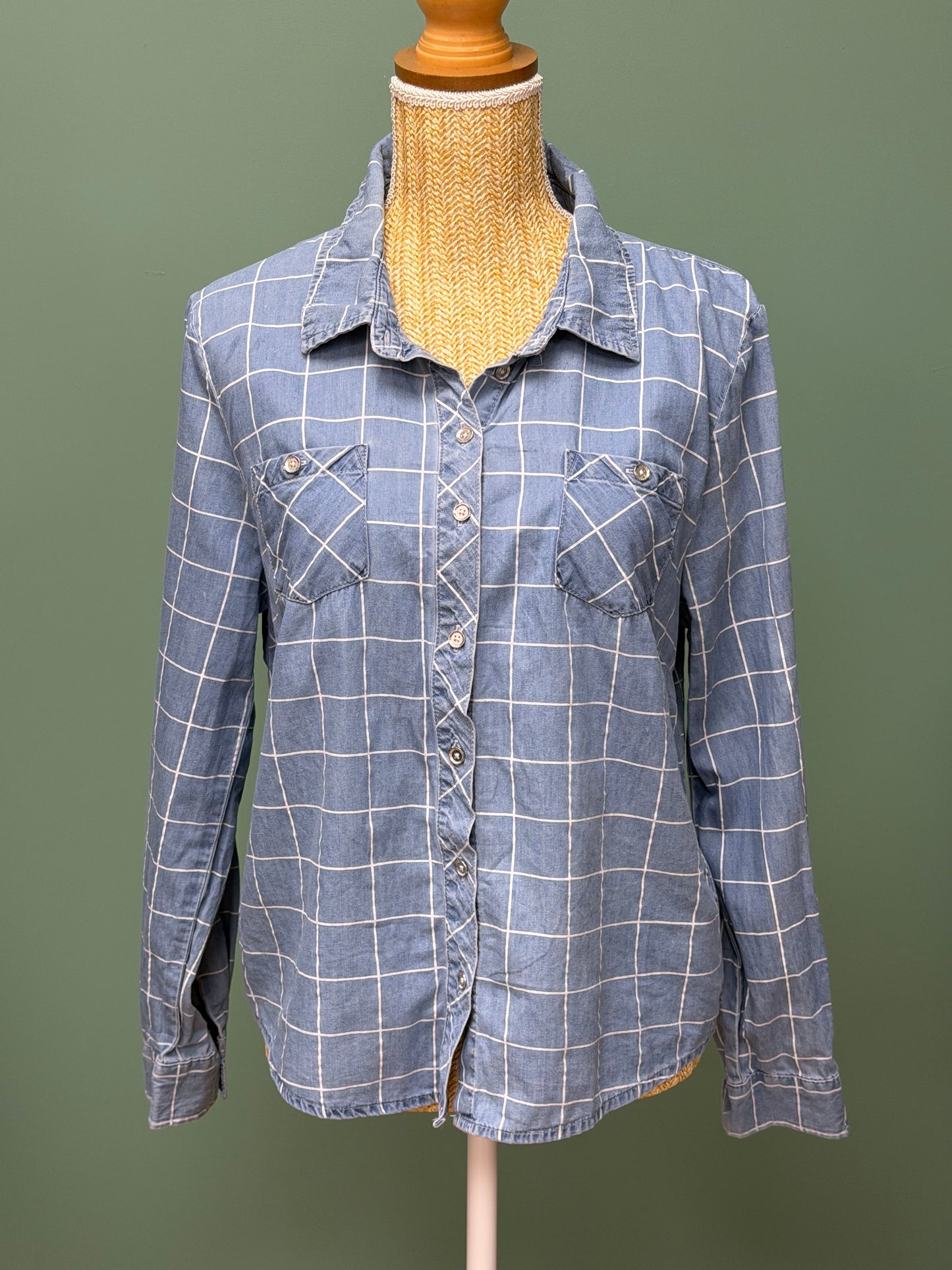 Chemise Guess à carreaux bleu clair