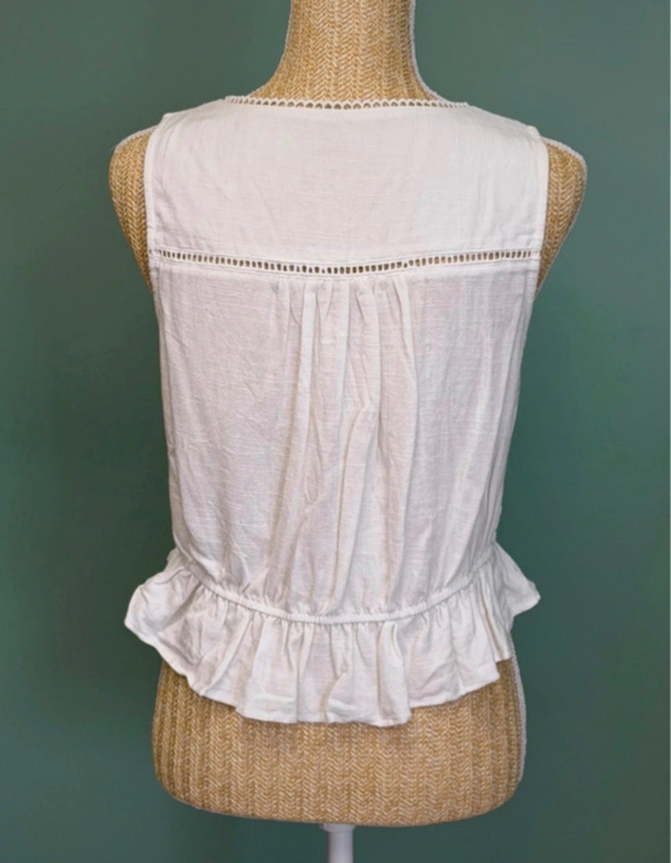 Top Crop Bohème Blanc à Volants - Taille M