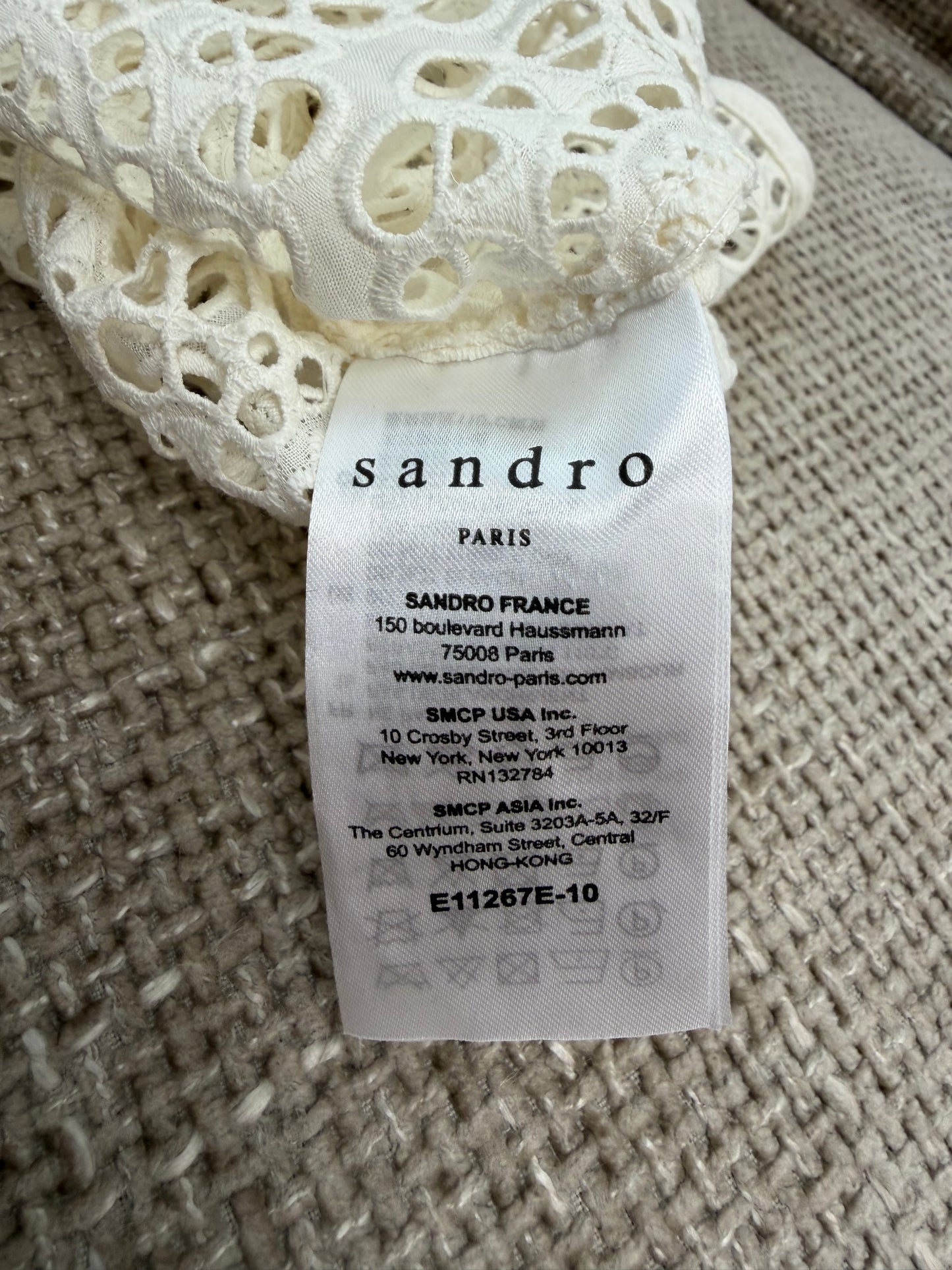 Blouse Sandro Paris en dentelle blanche à volants T1