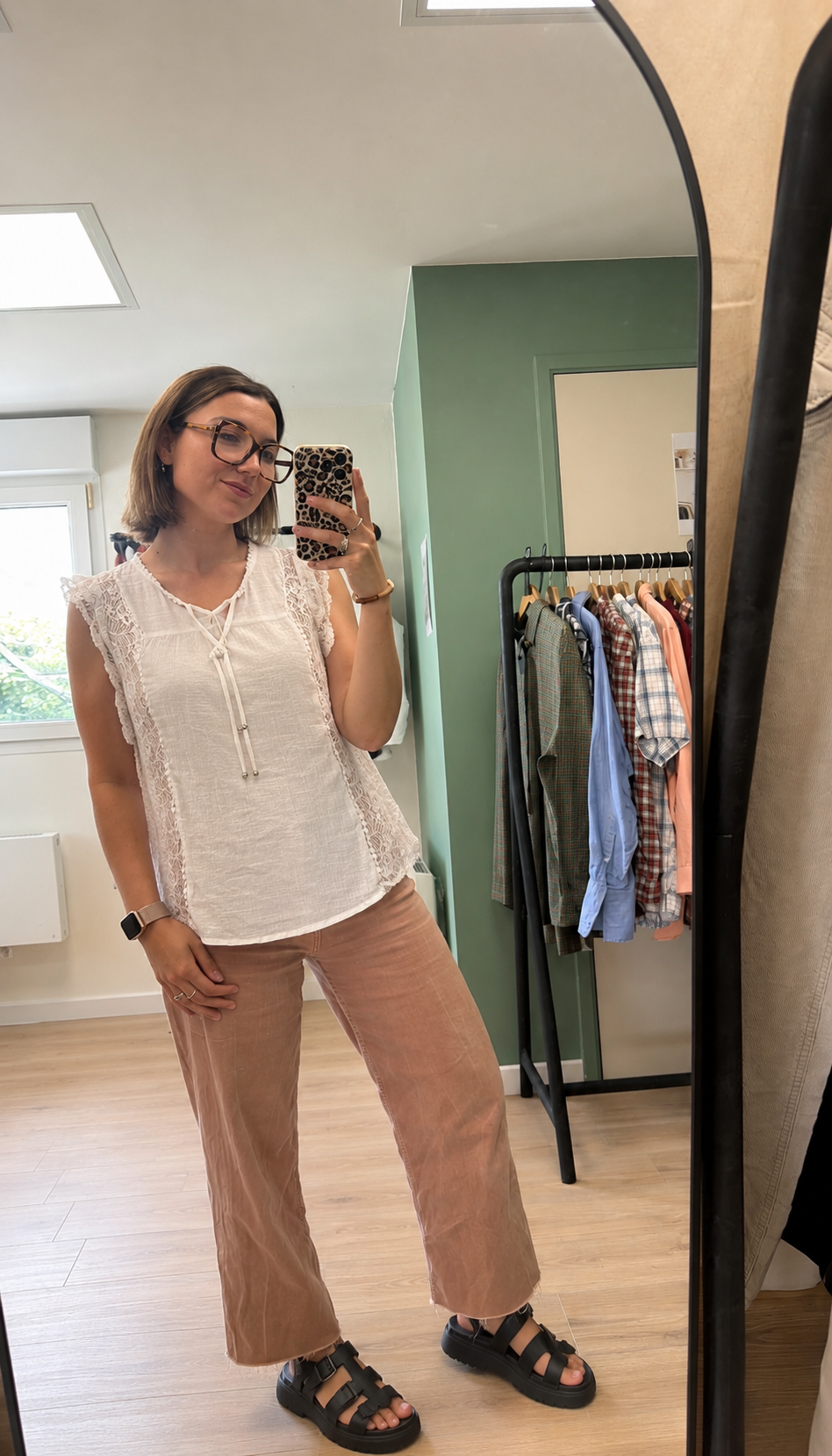 Blouse fluide écrue à dentelle – Taille S/M