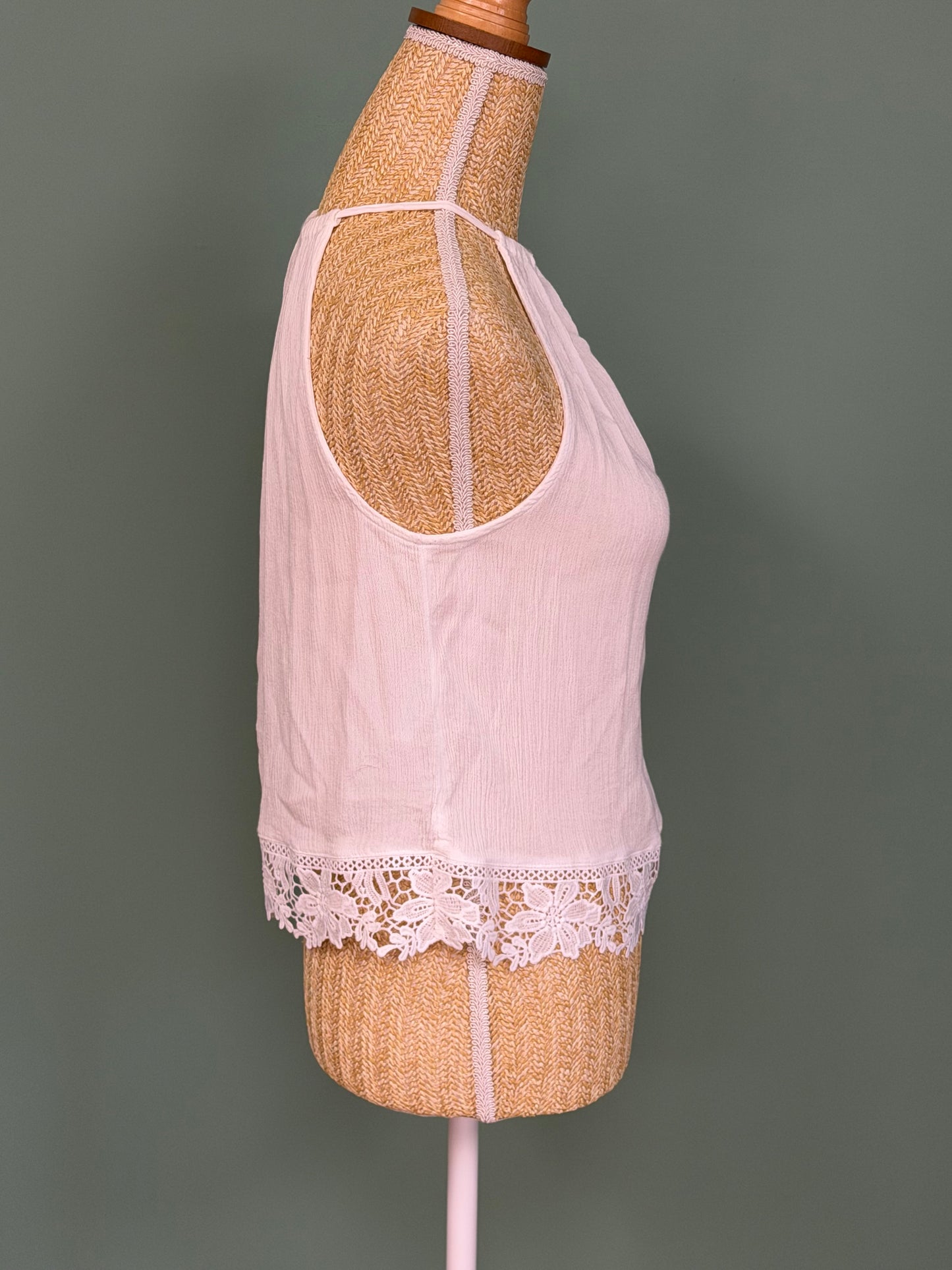 Débardeur fluide blanc en viscose avec dentelle – H&M – Taille M