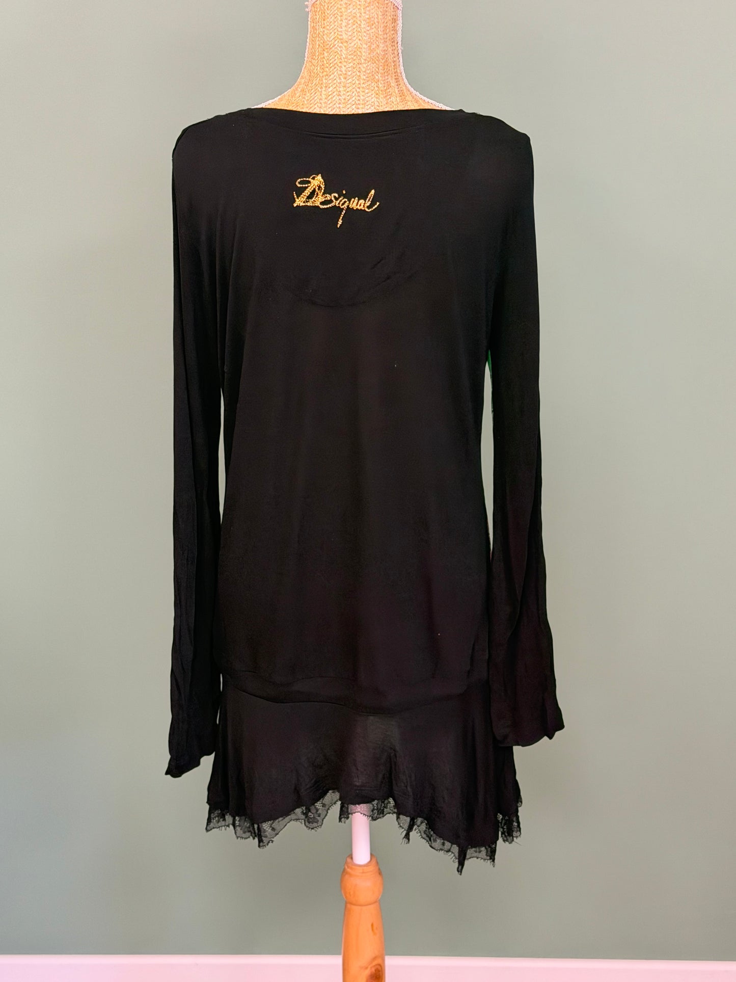 Tunique / Robe Desigual noire imprimé paon - Taille XXL