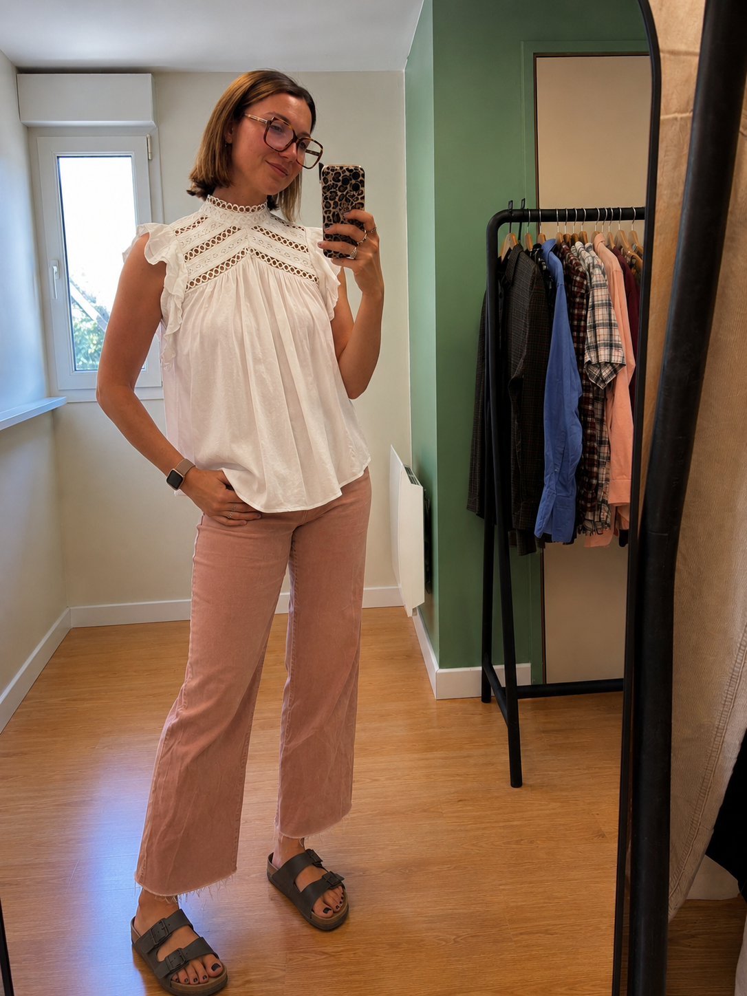 Blouse Decjuba blanche à volants femme XL