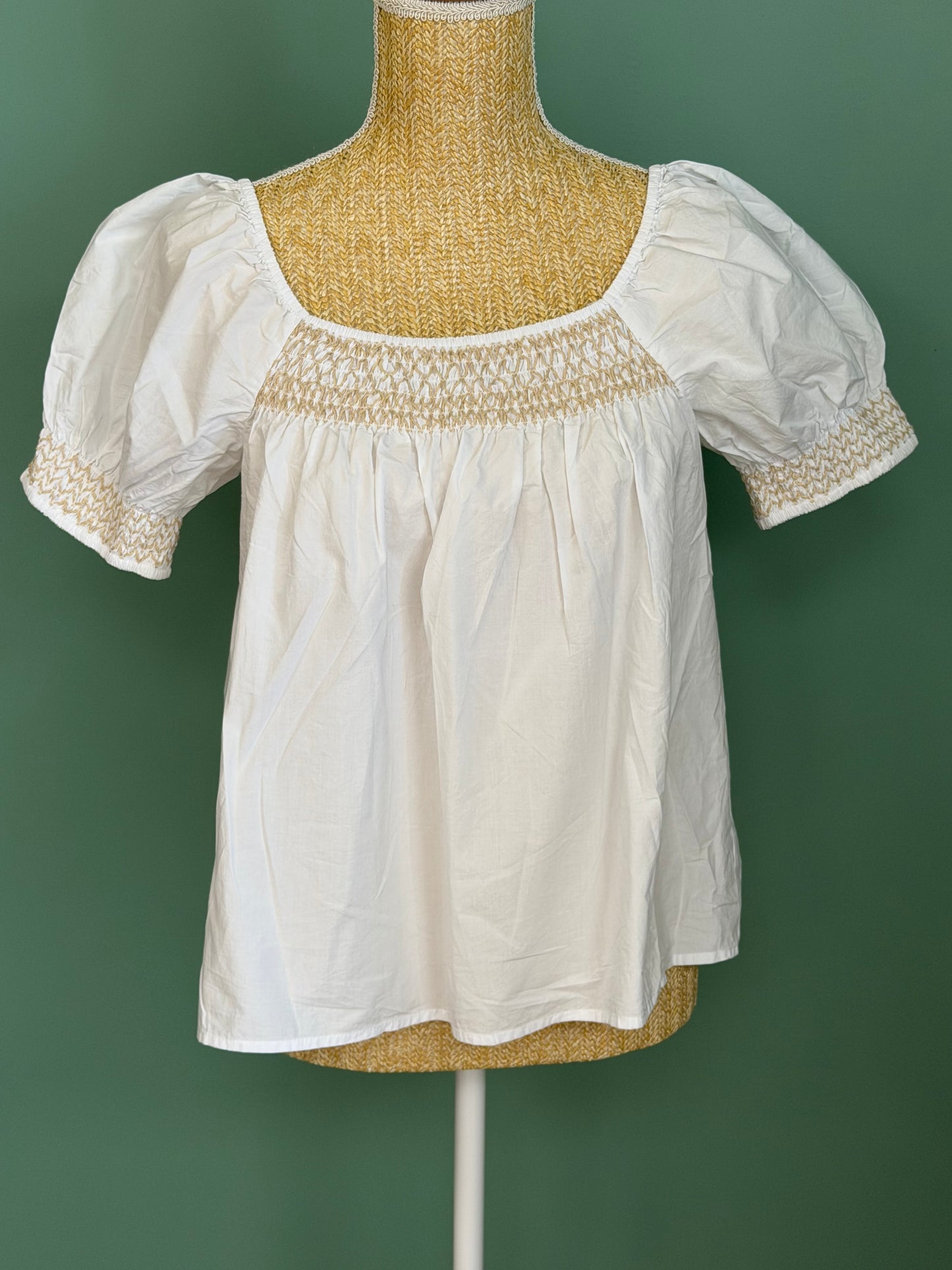 Blouse blanche à smocks et manches bouffantes femme Xhilaration M