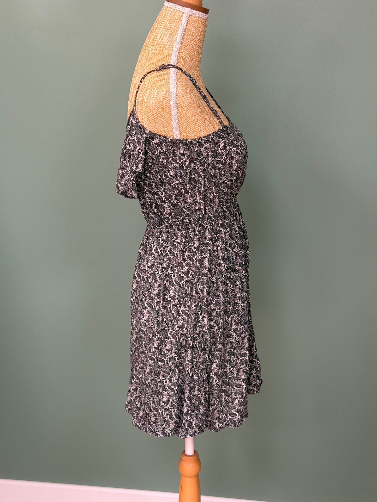 Robe fluide noire à imprimé cachemire - Taille M