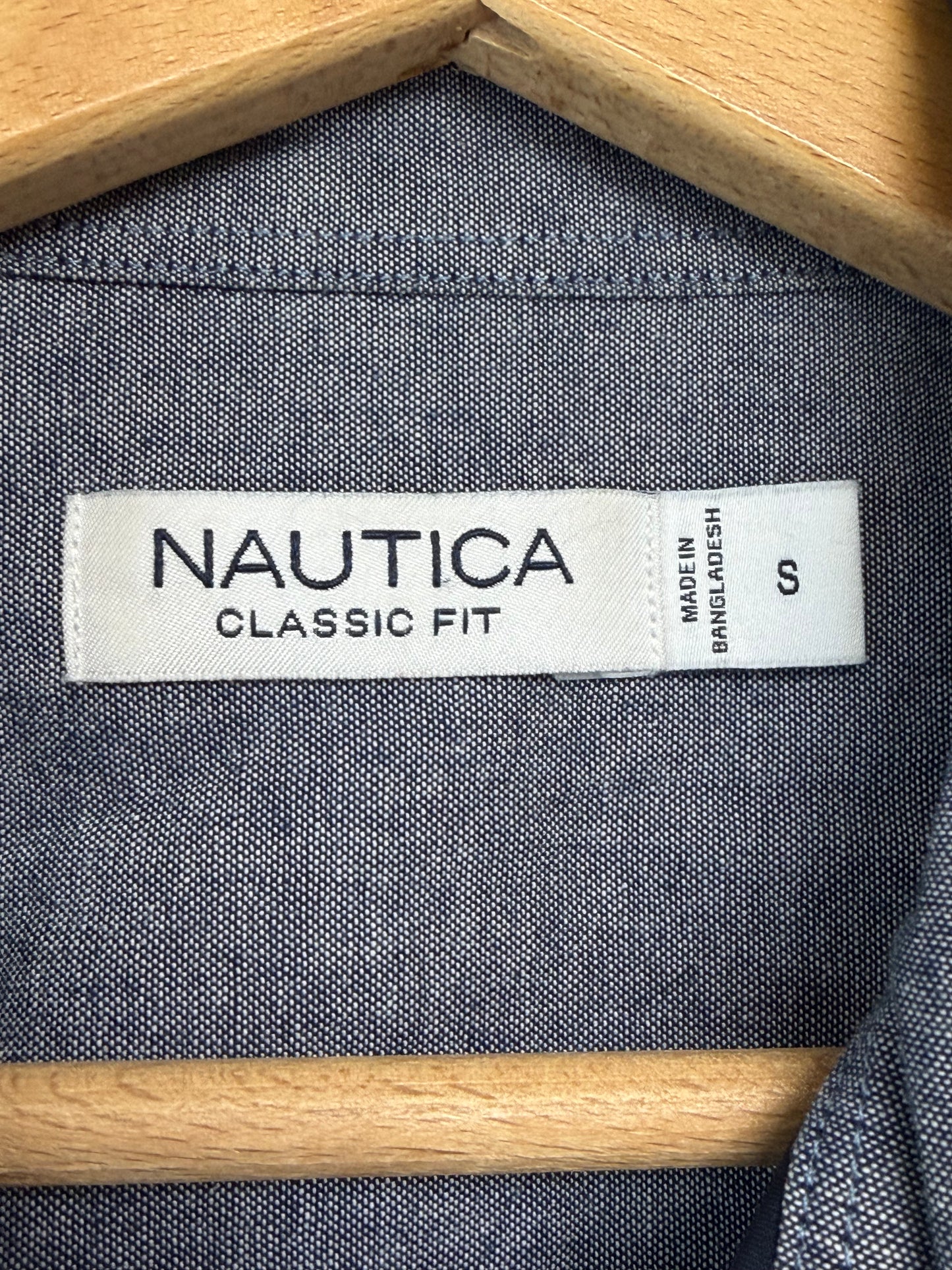 Chemise Nautica bleu marine logo brodé
