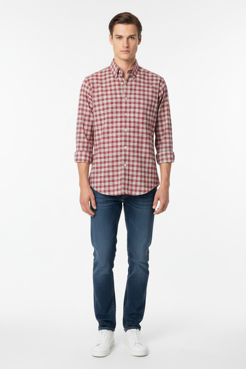 Chemise Calvin Klein à carreaux rouge & blanc