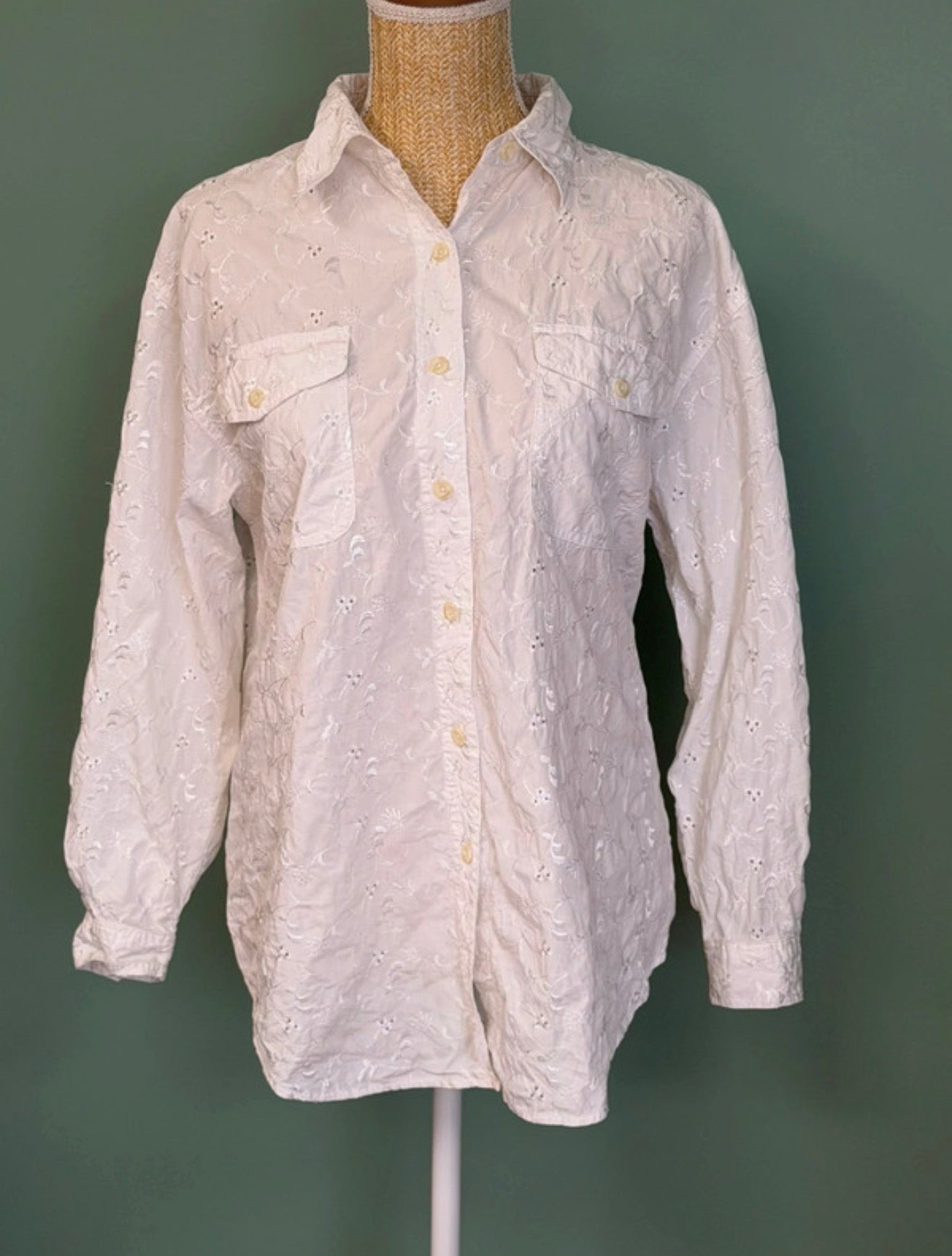 Chemise brodée blanche - Denim & Co – Taille XL