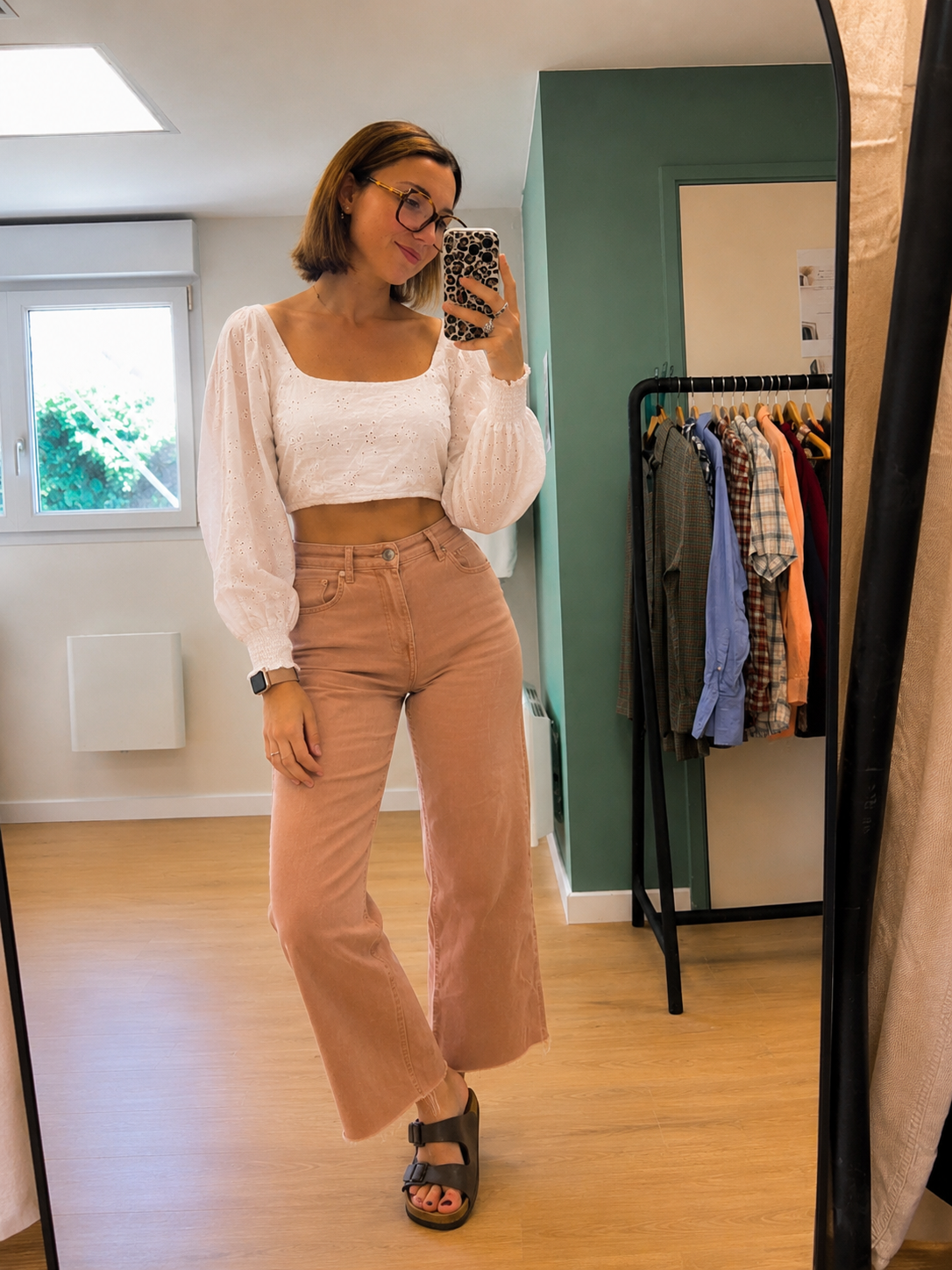 Crop top blanc broderie anglaise – Taille S
