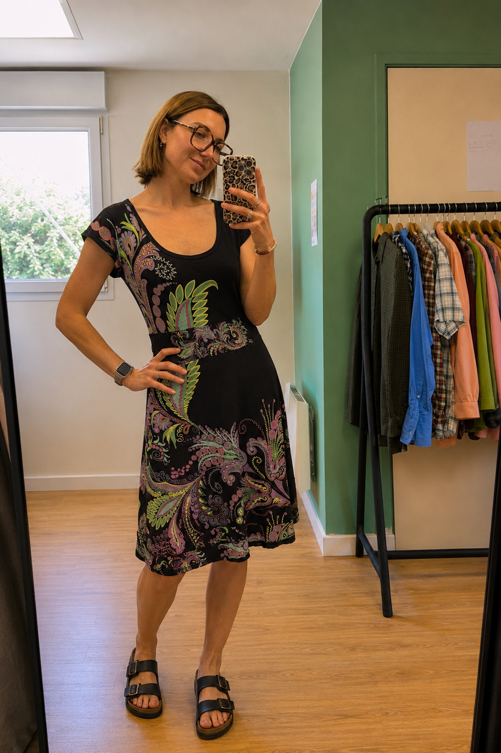 Robe Desigual noire imprimé cachemire – Taille XL