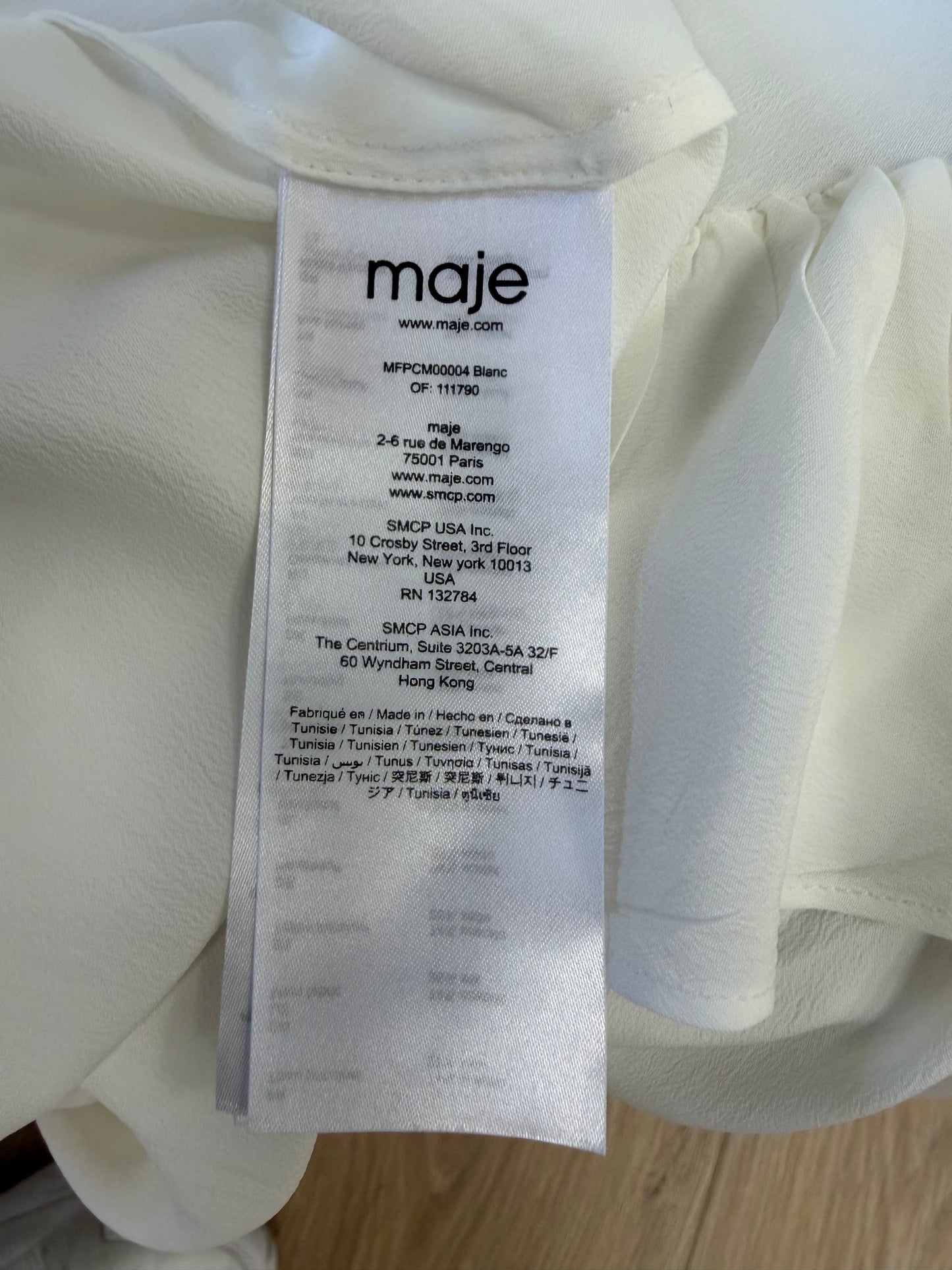 Chemisier Maje blanc à volants – Taille S