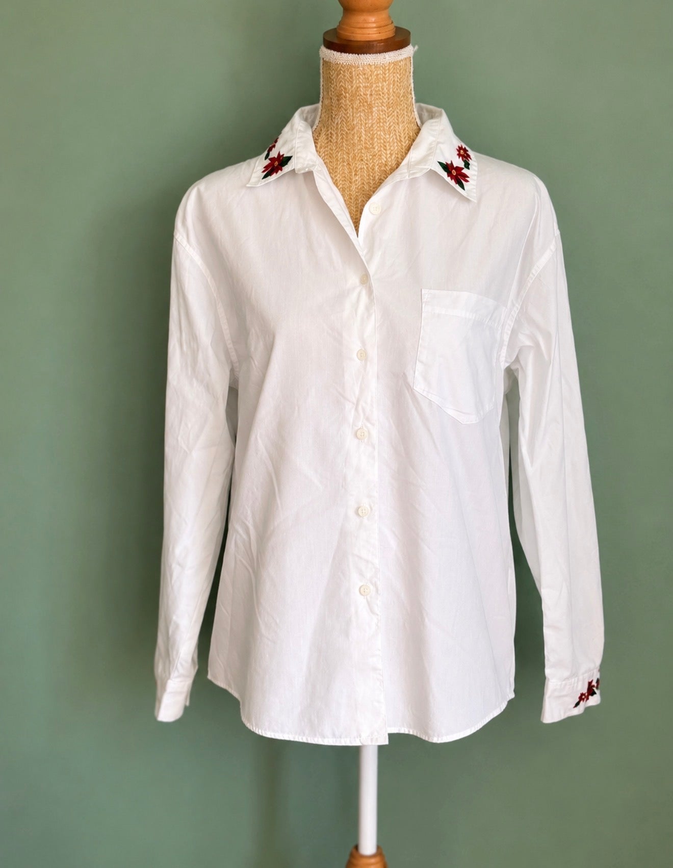 Chemisier blanc brodé à fleurs femme L
