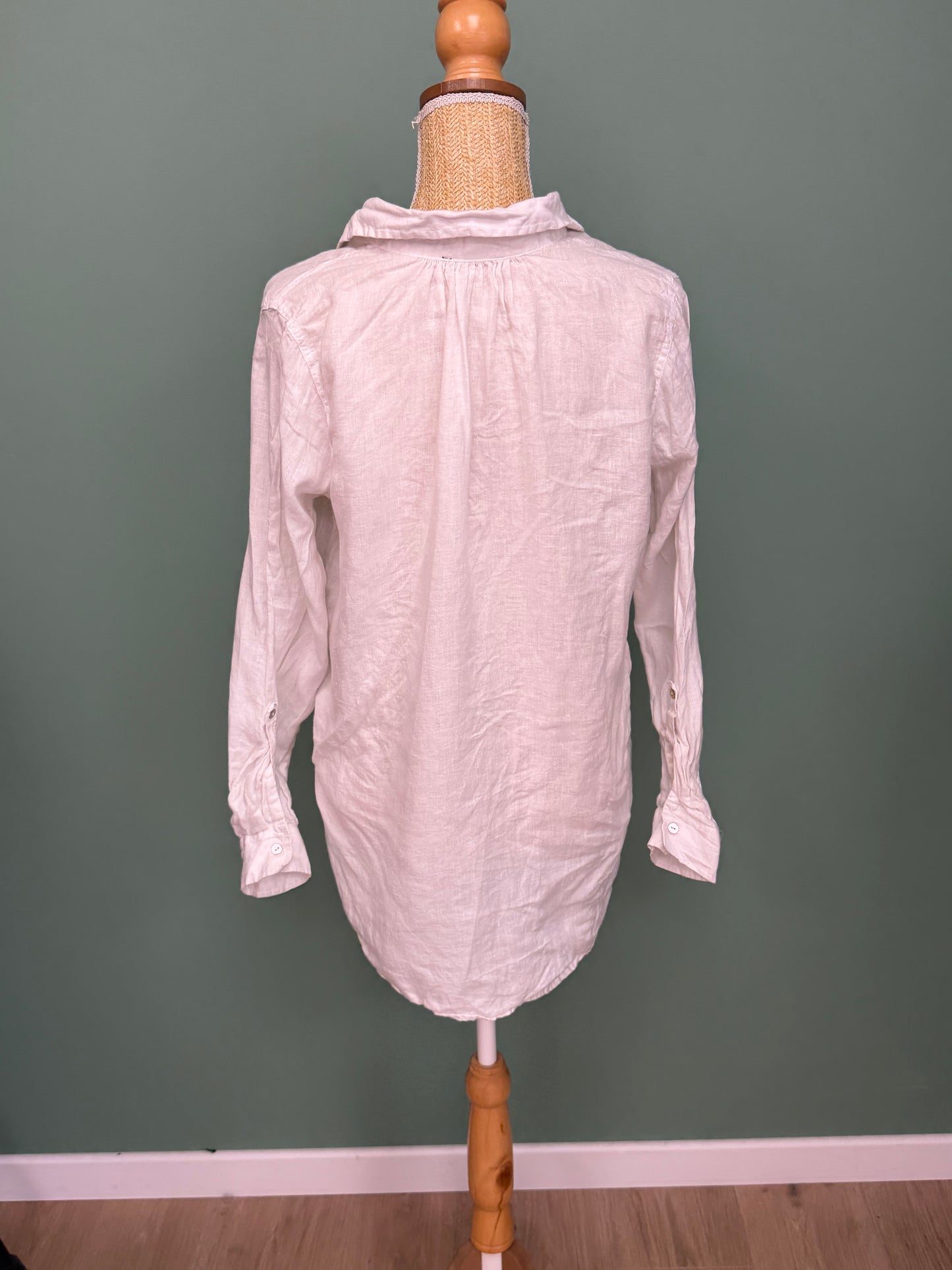 Chemise en lin blanc manches longues femme L