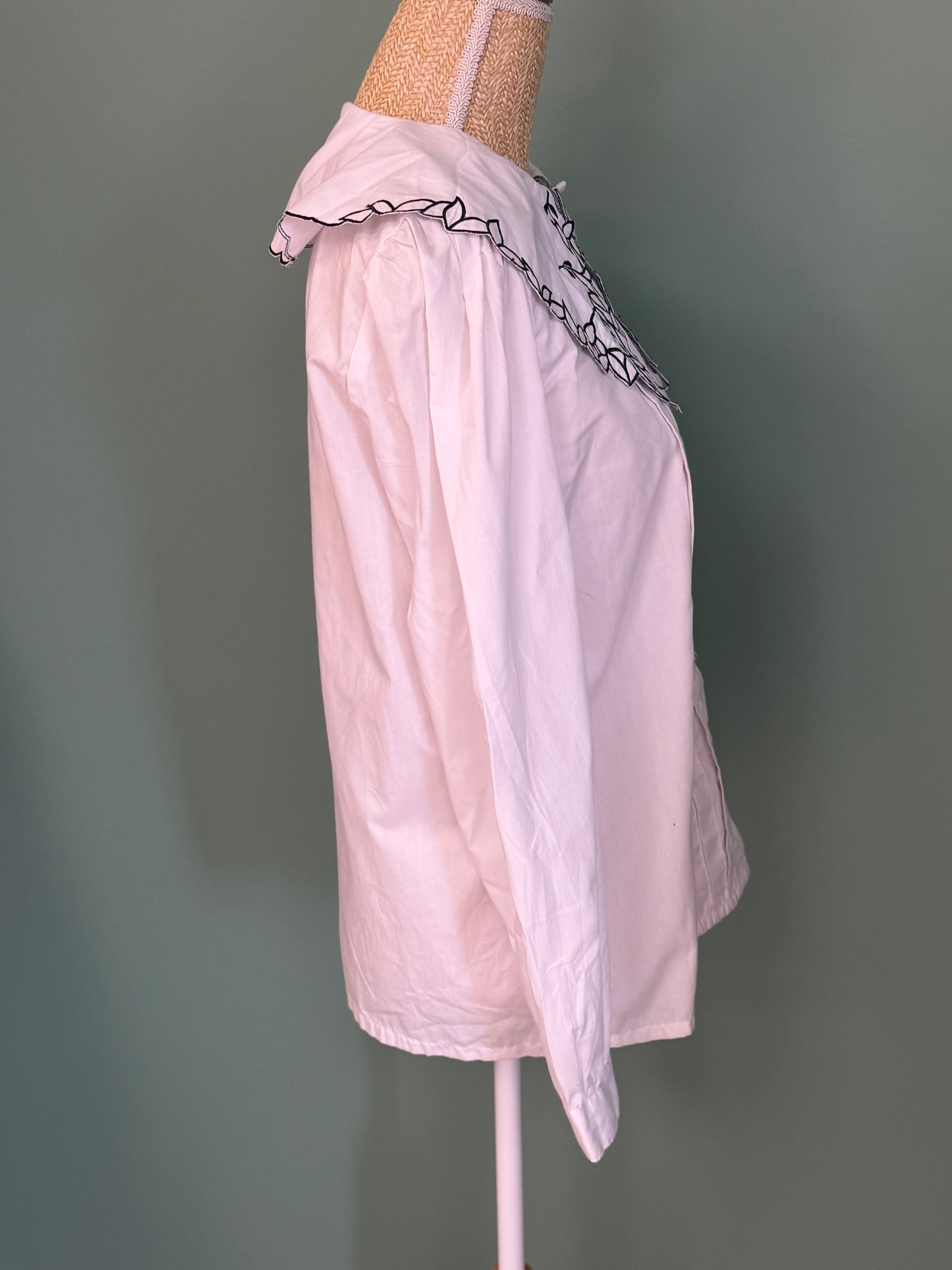 Chemisier blanc à col marin brodé femme M